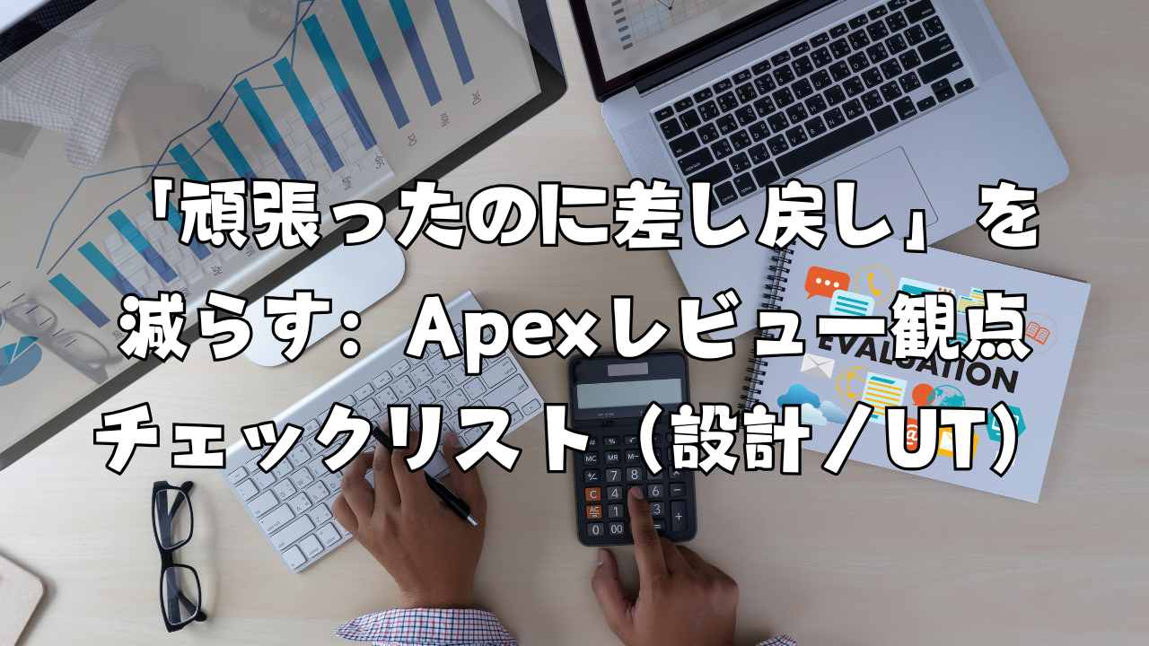 「頑張ったのに差し戻し」を減らす：Apexレビュー観点チェックリスト（設計／UT）