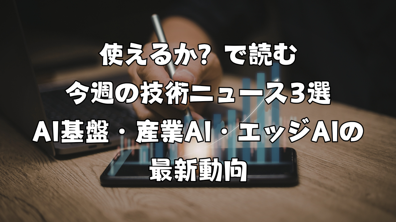 使えるか？で読む今週の技術ニュース3選｜AI基盤・産業AI・エッジAIの最新動向