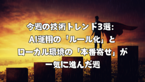 今週の技術トレンド3選：AI運用の「ルール化」とローカル環境の「本番寄せ」が一気に進んだ週