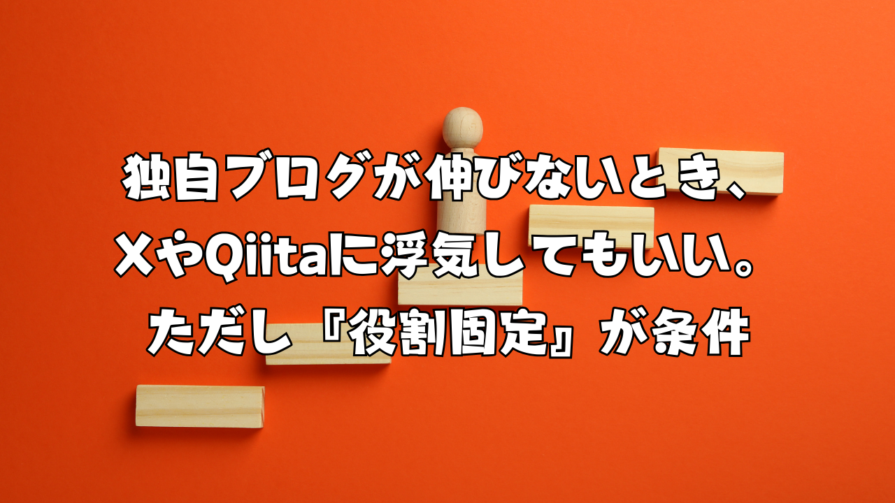 独自ブログが伸びないとき、XやQiitaに浮気してもいい。ただし『役割固定』が条件